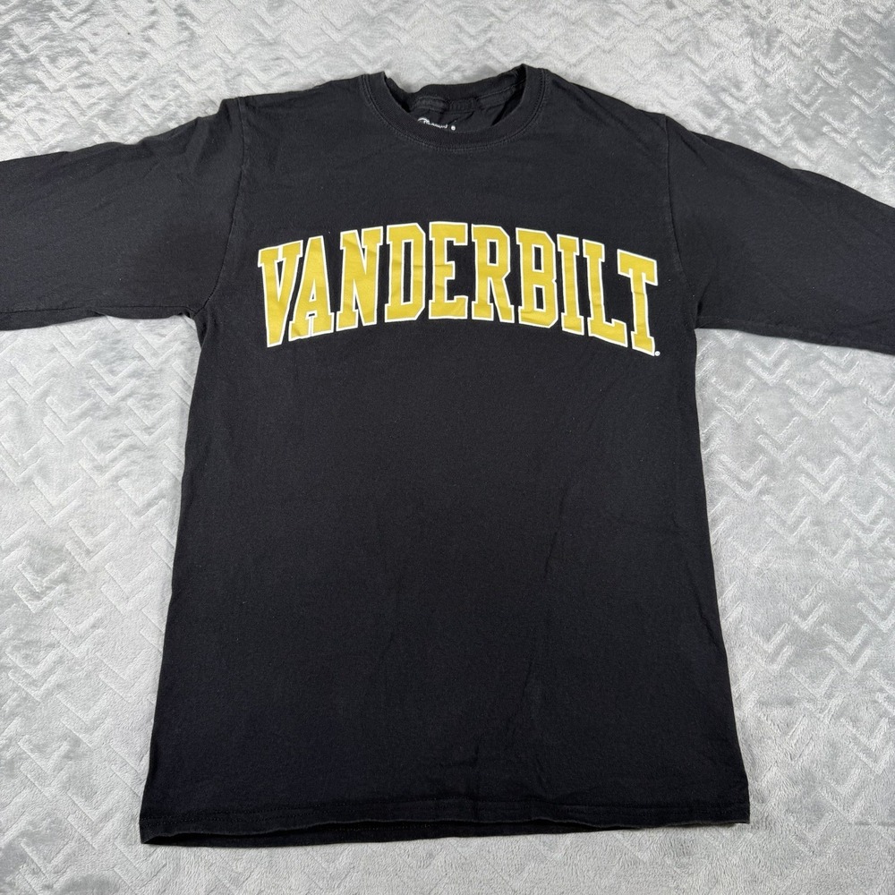 Champion Vanderbilt Commodores Long Sleeve Shirt Black Arch Graphic Tee Small